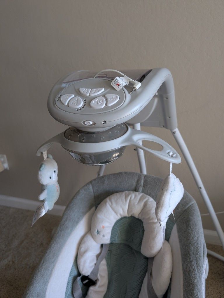 Ingenuity InLighten 2-in-1 Baby Swing & Rocker with Vibrations, Swivel Seats