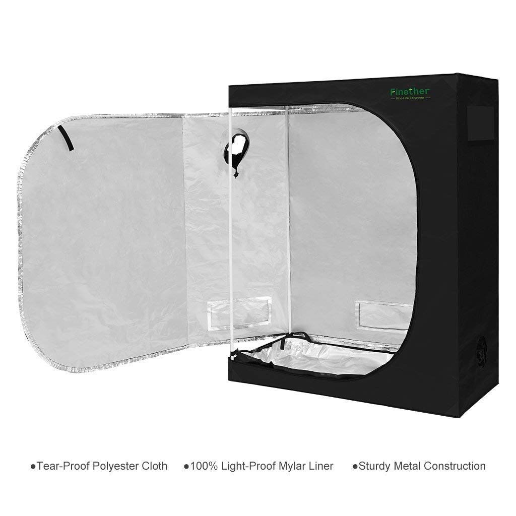 Finether 48"x24"x60" Grow Tent Mylar Hydroponic Plant Growing Tent with Observation Window and Removable Floor Tray for Indoor Plant Growing