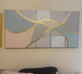 Modern abstract painting with gold accents. 40 x 60