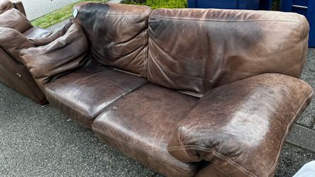 Leather couch, loveseat & armchair