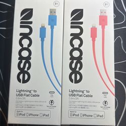2 Lightning to USB Flat Cables 3'