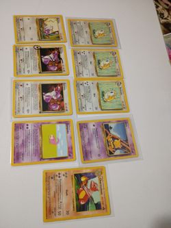 Vintage Pokémon Trading Cards Lot of 9