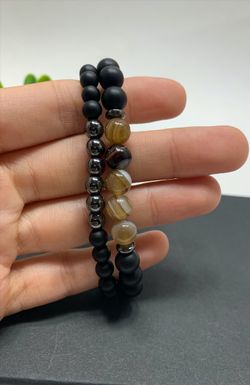 2pcs Adjustable Frosted Natural Stone Beads Bracelet Energy Stone Agate Beads