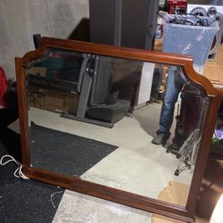 mirror from dresser,, cherry wood very good condition. 