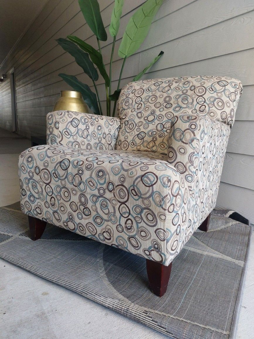 Multicolor Geometric Fabric Accent Chair