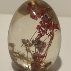 Acrylic With Dried Flowers Paperweight
