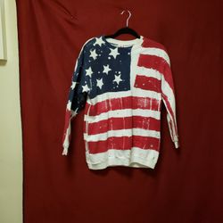 Vintage EZL- 4th July-Flag with Glitter Sweatshirt-One Size-gently pre-luved