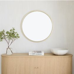 West Elm Round 36” Metal Antique Brass Mirror