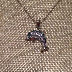 Cookie Lee crystal dolphin pendant necklace