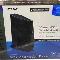 NETGEAR - Nighthawk CAX30 AX2700 WiFi 6 Cable Modem Router Model CAX100-100NAS
