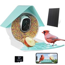 Brand New In The Box - Birdkiss Smart Bird Feeder with Camera - Solar Panel, AI Identifies 10,000+ Species, 1080P HD Bird Feeders for Outside, Auto Ca