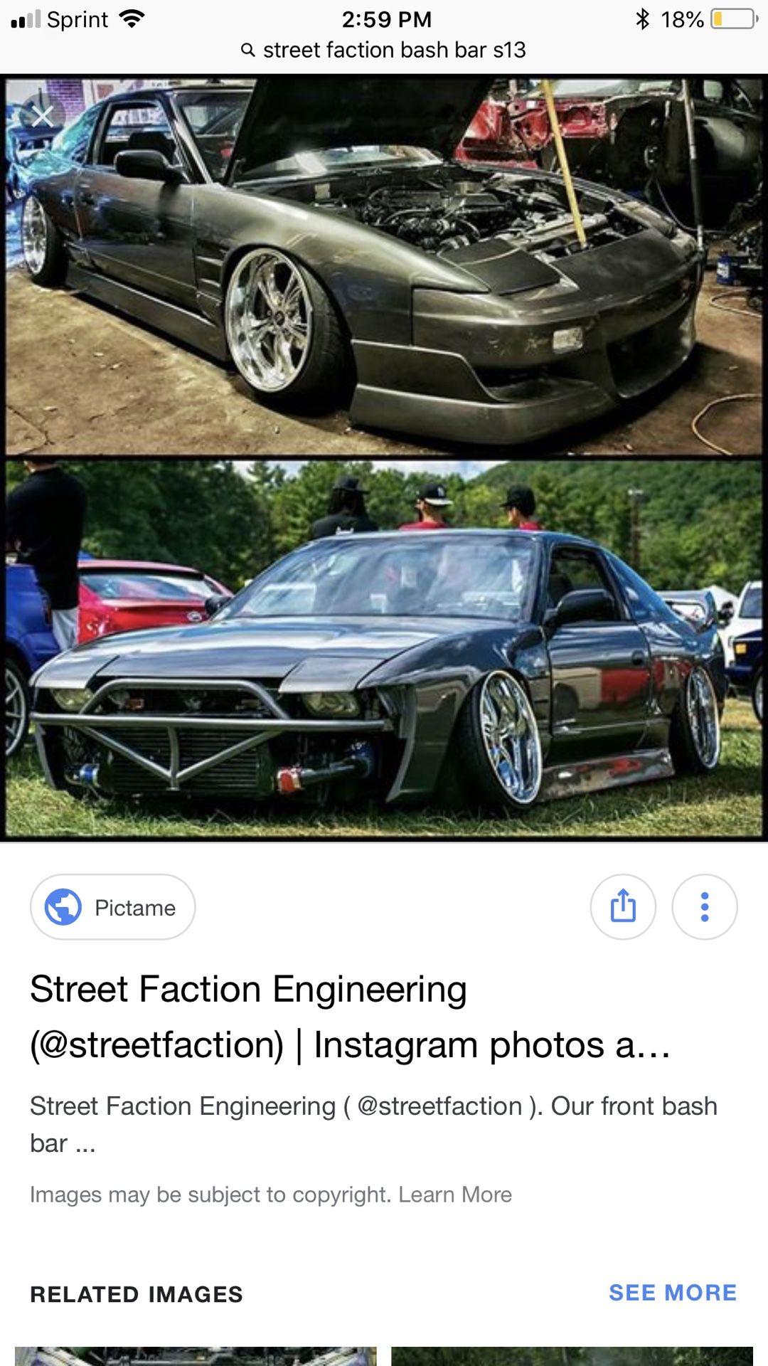 240sx s13 street faction bash bar and strut bar