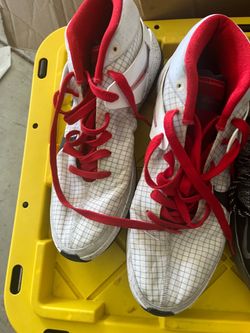 White and Red Basketball Sneakers