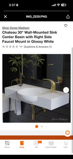 Wall mounted sink center basin