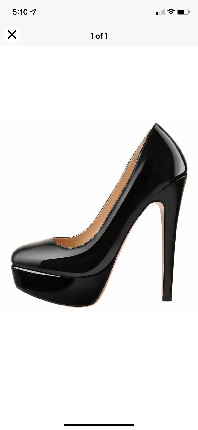 Size 13 Women Black Patent Heels Men 11 Or 11 1/2