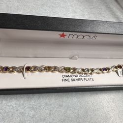 Macys Diamond Tennis Bracelet. Diamond Accent Fine Silver Plate Brand New