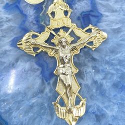 $1850 Two Tone Gold Cross Crucifix Religious Charm Pendant