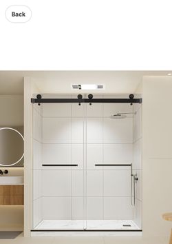 Frameless Shower Door, 48" W x 74”Double Sliding Glass Shower Door, 5/16" (8mm) Tempered Clear Sh