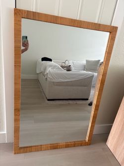 Mirror with bamboo trim