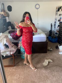 Red lace dress