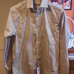 Van Heusen Ultra Wrinkle Free Flex Stretch Regular Fit Taupe Long Sleeve Dress Shirt w/ pocket size Medium 15-15.5 Neck 34/35 Sleeve Length