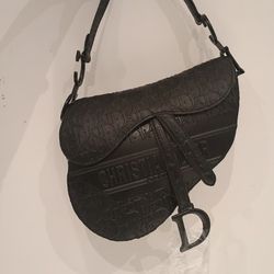 Mother's Day Flash Sale Christian Dior Women's Black Embossed Large Saddle Bag
