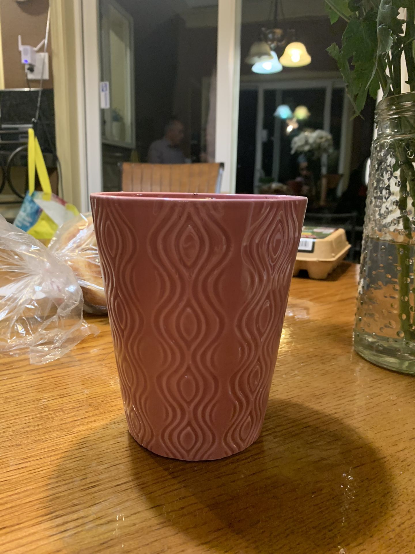 Pink ceramic plant holder