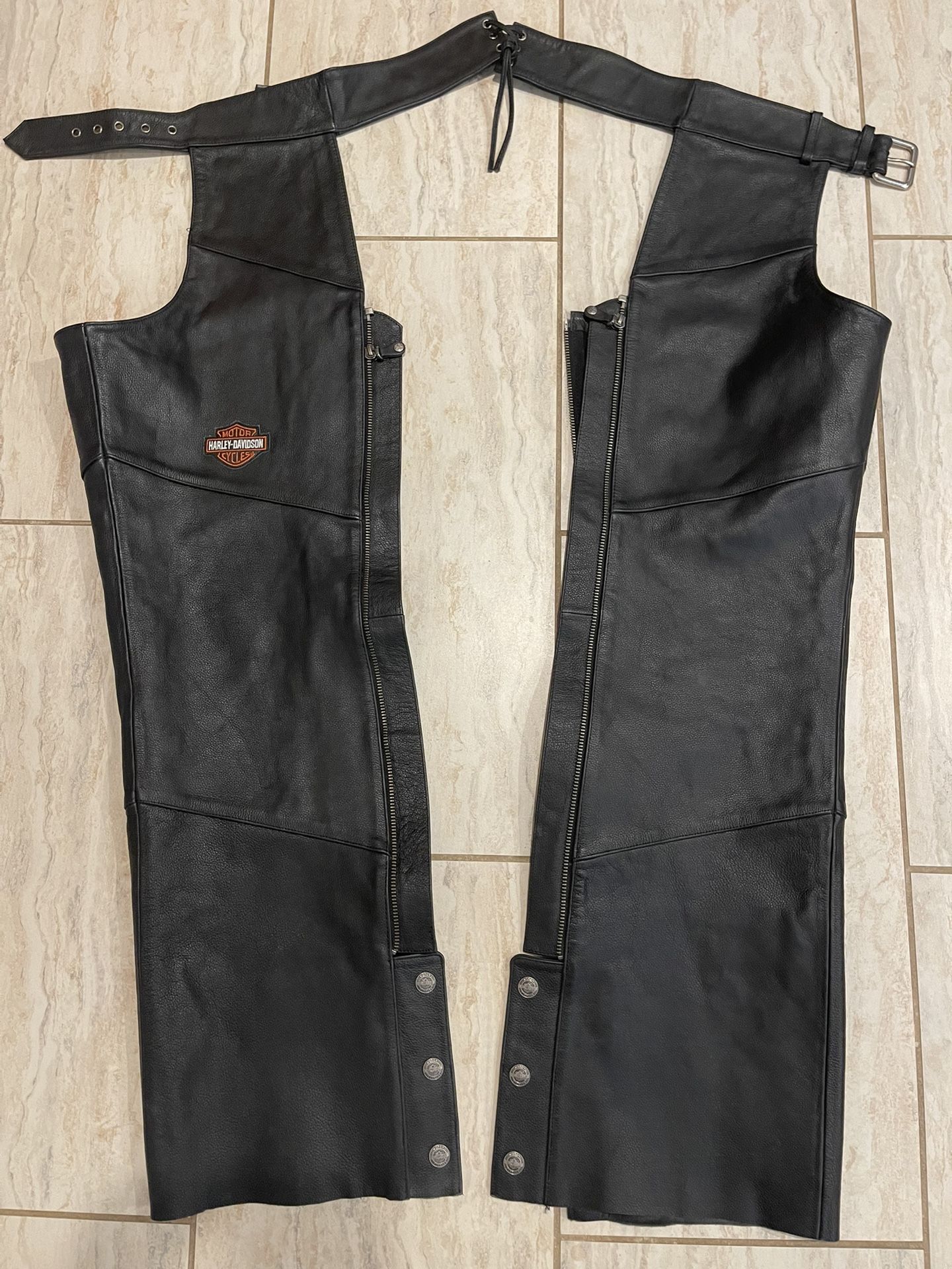 Harley- Davidson Women’s Black Motorcycle Riding HD Leather Chaps Size Medium(M)