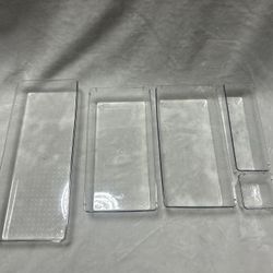 5 Clear Plastic Drawer Organizers Storage Tray Dividers Bathroom Makeup Office