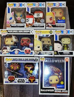 SET OF 8 FUNKO POP NEW IN BOX NEVER OPENED: DEMON SLAYER, HALLOWEEN MICHAEL MYERS, STAR WARS DARTH MAUL, TOKYO GHOUL, ANIME- PLEASE INQUIRE ABOUT PRIC