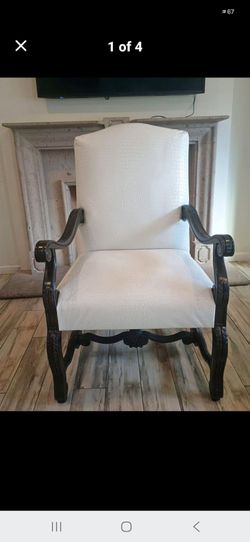 French Style Carved Wood Accent Chair