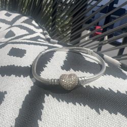 Authentic Pandora Bracelet, Rose Heart Clasp, Silver and Rose Gold Plat