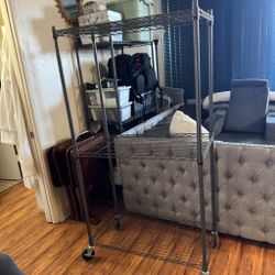 3-Tier Metal Wire Rolling Storage Shelving Unit Adjustable Shelves with Wheels 