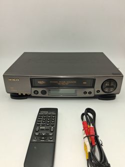 Hitachi, VCR with remote and cable.  Works
