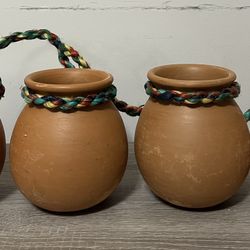 Terracotta Clay Planter Collection 4-Piece Dangling Hanging Pots