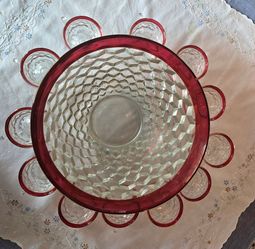 Indiana Glass Whitehall Colony Ruby Flash Punch Bowl and Set 12 Cups Complete
