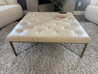 Leather ottoman/coffee table - cream