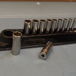 Snap-on Tools  12 pc 1/4" Drive 6-Point Metric Flank Drive® Deep Socket Set (5–15 mm)