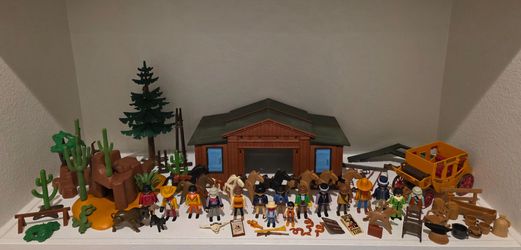 Vintage Playmobil Western Lot of Figures Accessories and Playsets