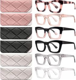 CCVOO 6 Pack Oprah Style Reading Glasses +2.00 for Women Blue Light Blocking Computer