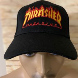 Thrasher Magazine Flame Logo Skateboard Black Baseball Hat Cap Unisex 