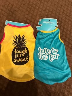 Studio 74 Pet Dog Shirts SZ L Bundle 2pc Pineapple Talk To The Fur Tank Tops NWT