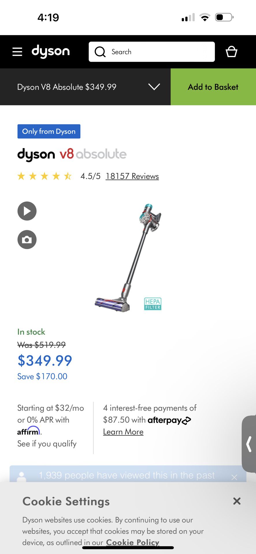 Dyson V8 Vacuum, Brand New, Never Used