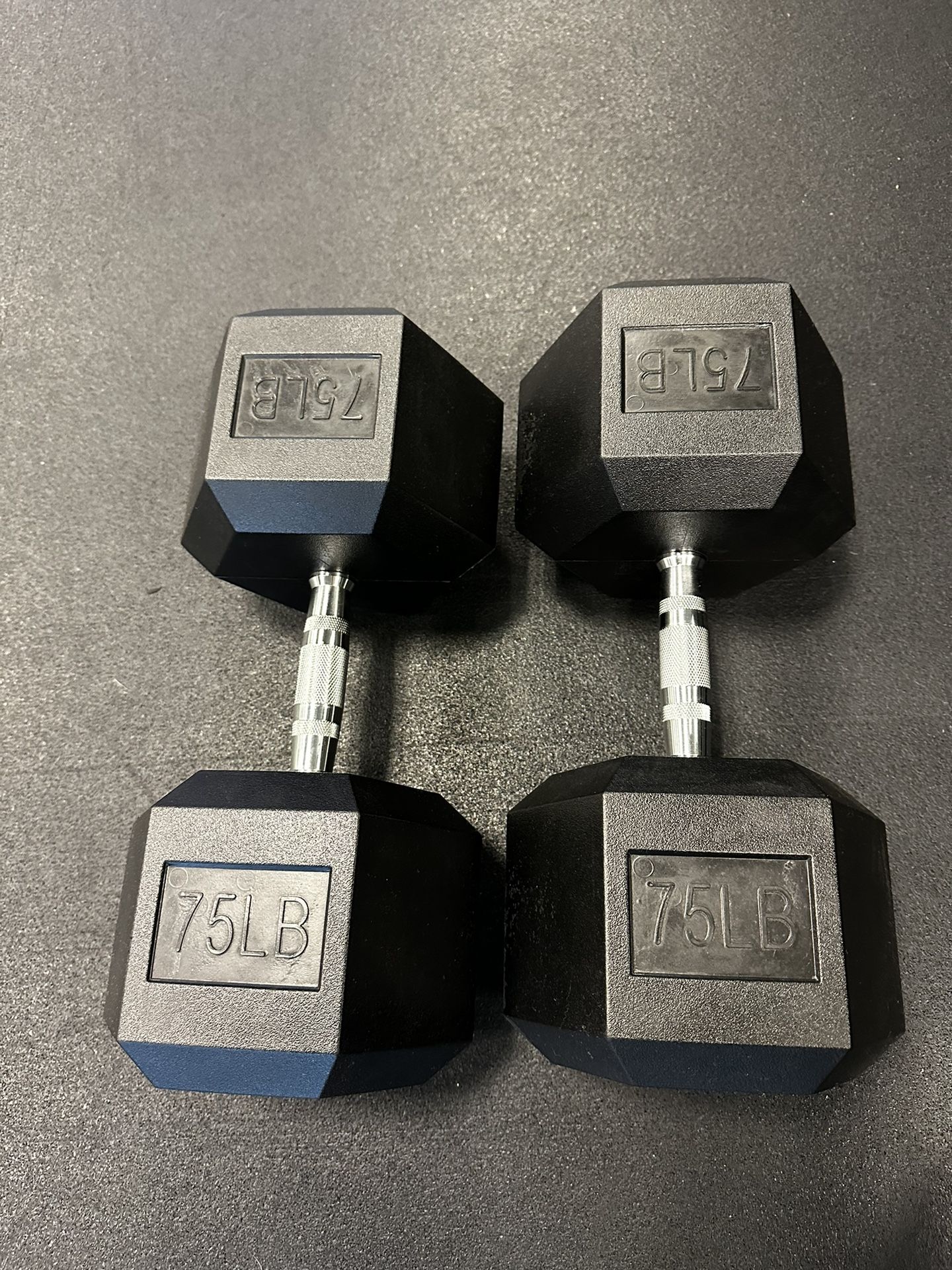 Rubber Hex Dumbbells - 75lbs (set of 2)