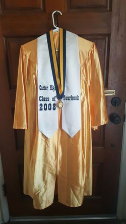 Cap and Gown Graduation Blue Yellow