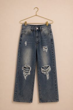 Dark Wash Distressed High Waisted Jeans - Size S - NEW