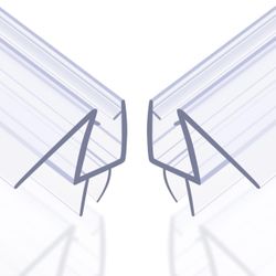 Shower Door Bottom Seal with Sweep 2Pack, 40”(990mm) Length PVC Clear Strips for 1/2"(10mm) Thick Frameless Glass Door, to Stop Water Leaking