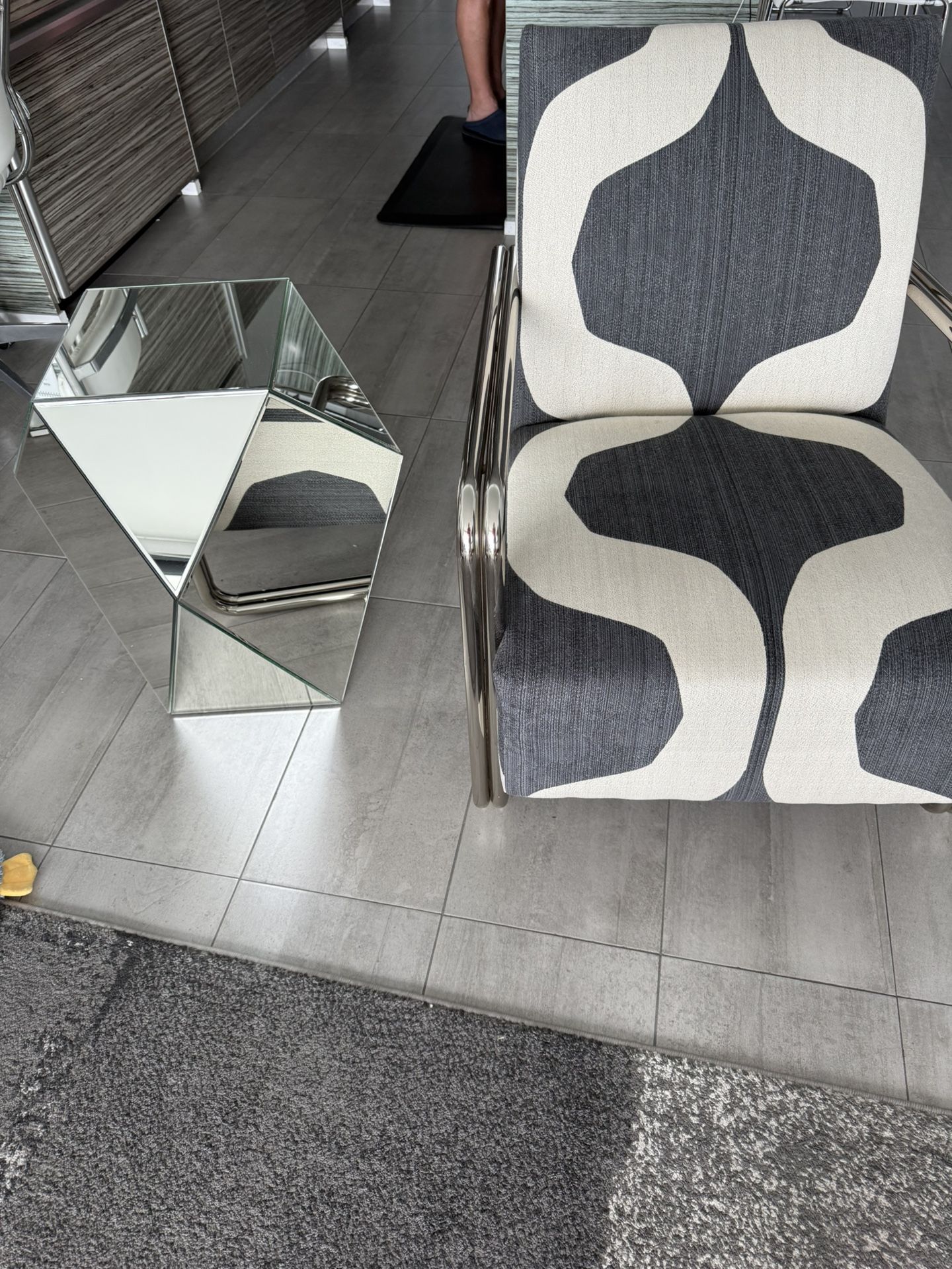 Chair And Mirrored Side Table