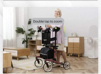 OasisSpace Heavy Duty Rollator for 450 lbs, Tall Walker with Metal Wheels, Stand-Up Folding Rollator Walker Back Erect Rolling Mobility Walking Aid fo