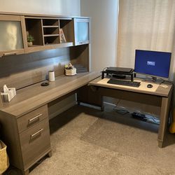 L Shaped Standing Desk With Hutch 